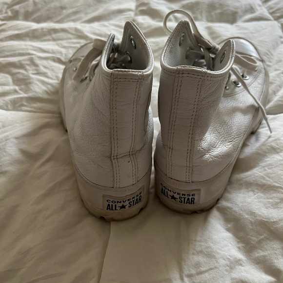 Converse All Star White Leather High-Tops - Picture 5 of 6